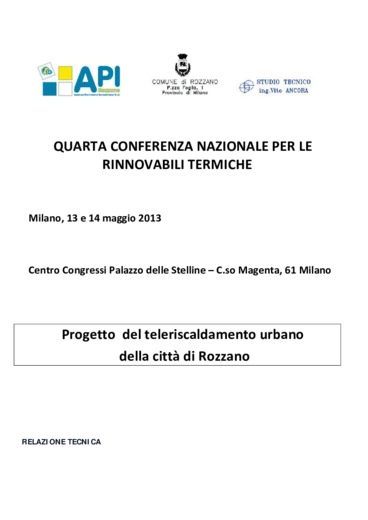 Progetto del teleriscaldamento urbano della citt di Rozzano