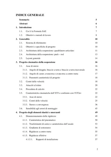 Progetto e sviluppo di sospensioni e sistema di sterzo per