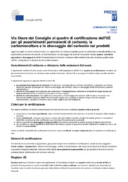 Quadro di certificazione dell'UE per gli assorbimenti permanenti di carbonio, la carboniocoltura e lo stoccaggio del carbonio nei prodotti