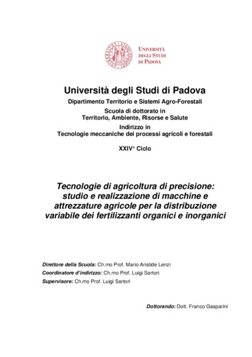 Realizzazione di macchine e attrezzature agricole per la distribuzione variabile