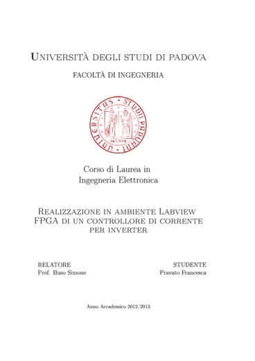 Realizzazione in ambiente Labview FPGA di un controllore di corrente per inverter