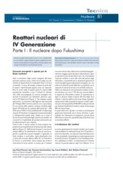 Reattori nucleari di iV generazione Parte I - Il nucleare dopo Fukushima