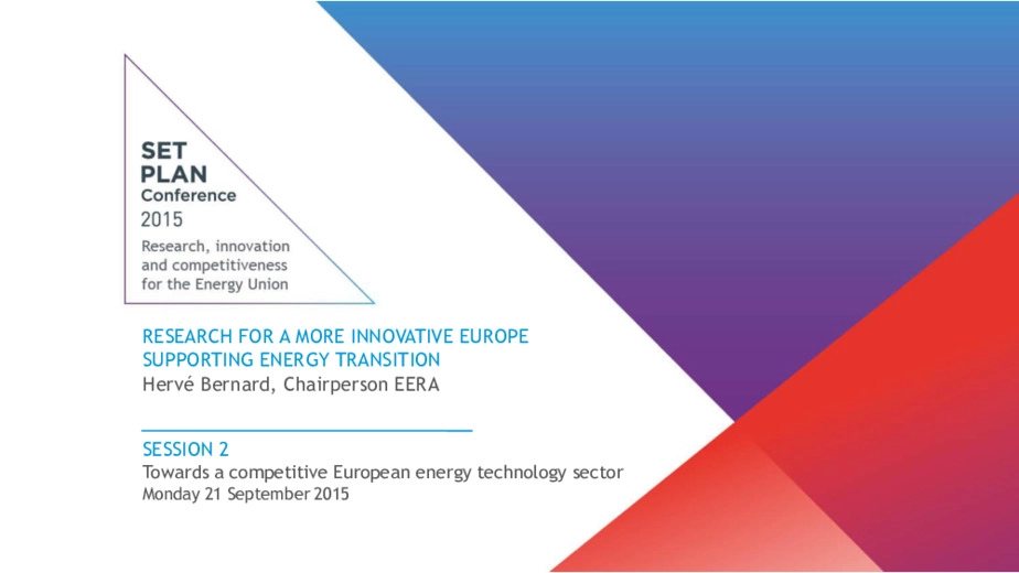 Research for a more innovative Europe supporting energy transition