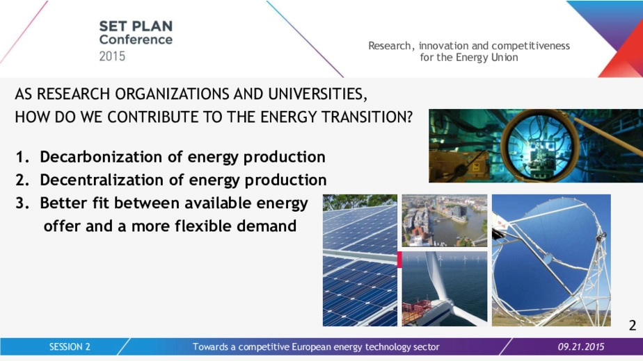 Research for a more innovative Europe supporting energy transition