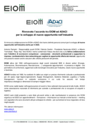 Rinnovato l'accordo tra EIOM ed ADACI per lo sviluppo di nuove opportunit nell'industria
