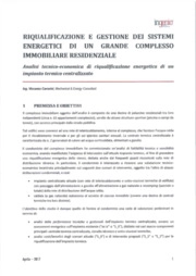 ANALISI TECNICO-ECONOMICA DI RIQUALIFICAZIONE DI UN IMPIANTO TERMICO CENTRALIZZATO IN