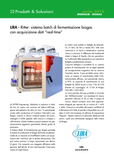 Ritter: sistema batch di fermentazione biogas con acquisizione dati real-time