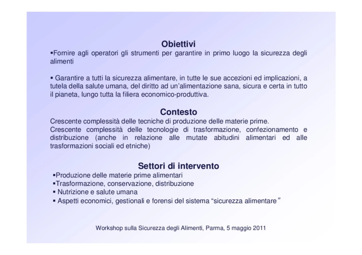 Ruolo della formazione nella sicurezza degli alimenti