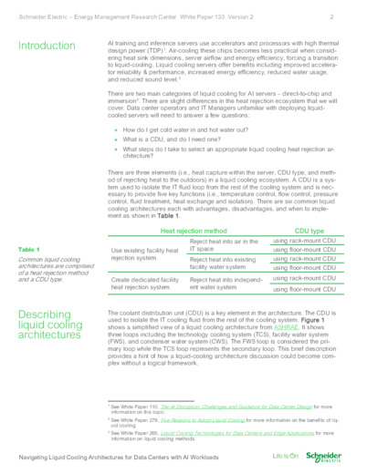 Schneider Electric pubblica un nuovo white paper dedicato al liquid cooling per i data center AI