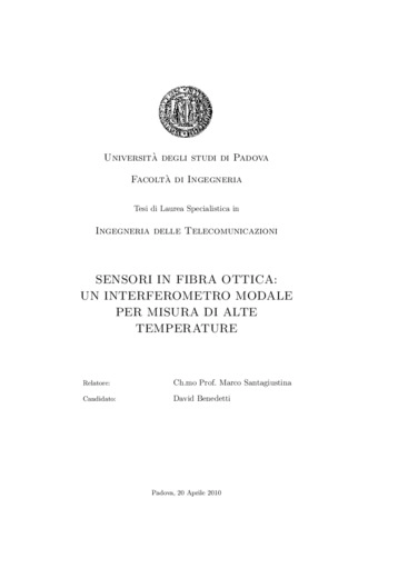 sensori in fibra ottica:
 Un interferometro modale per misura di