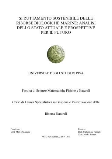 Sfruttamento sostenibile delle risorse biologiche marine: analisi dello stato attuale