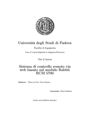 Sistema di controllo remoto via web basato sul modulo Rabbit RCM 5700