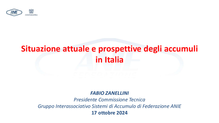 Situazione attuale e prospettive degli accumuli in Italia