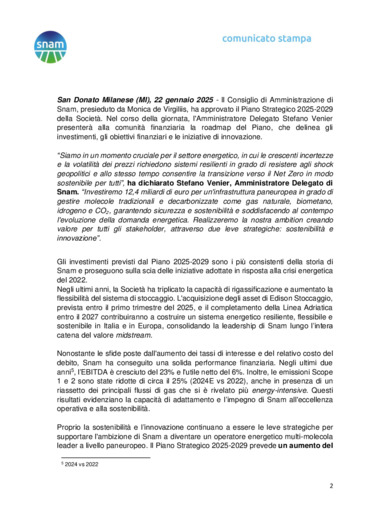 Snam presenta il Piano Strategico 2025-2029