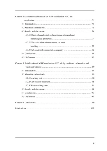 Stabilization of MSW combustion residues by accelerated carbonation treatment and their potential carbon dioxide sequest