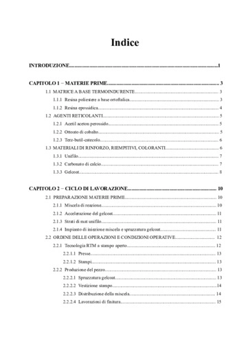 Studio del processo produttivo di materiali compositi per il settore