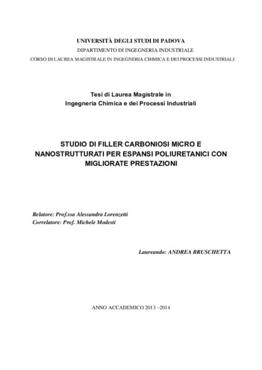 Studio di filler carboniosi micro e nanostrutturati per espansi poliuretanici