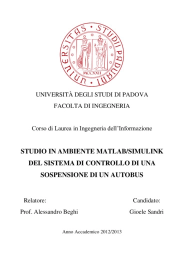 Studio in ambiente Matlab/Simulink del sistema di controllo di una sospensione di un autobus