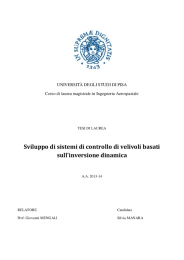 Sviluppo di sistemi di controllo di velivoli basati sull'inversione dinamica