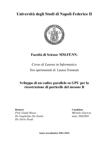 Sviluppo di un codice parallelo su GPU per la ricostruzione