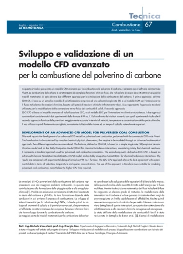 Sviluppo e validazione di un modello CFD avanzato per la