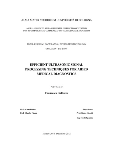 Tecniche efficienti di elaborazione dei segnali ultrasonici per diagnostica medica