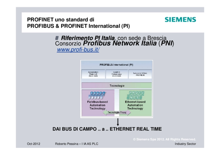 Tecnologia PROFINET per tutte le soluzioni di automazione