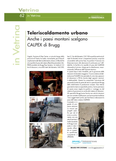 Teleriscaldamento urbano, anche i paesi montani scelgono CALPEX di Brugg