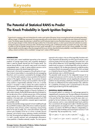 The Potential of Statistical RANS to Predict The Knock Probability in Spark-Ignition Engines