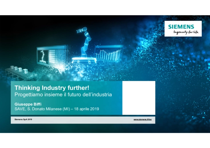 Thinking Industry further! Progettiamo insieme il futuro dell'industria