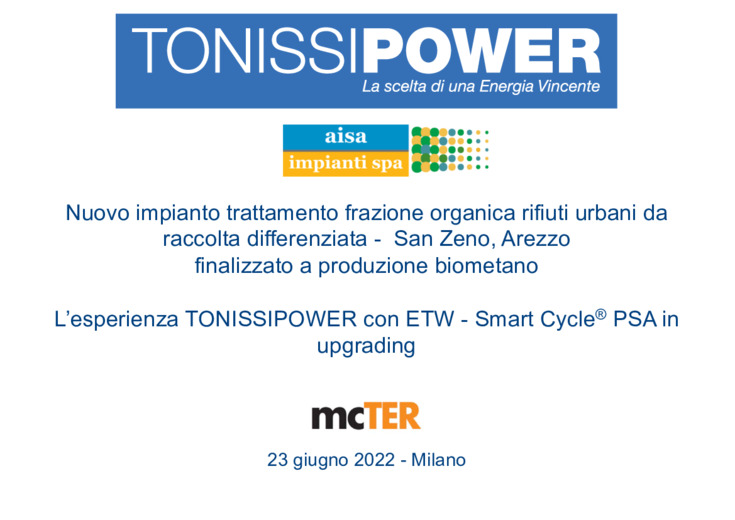 TonissiPower & ETW, l'upgrading a Biometano con la tecnologia PSA