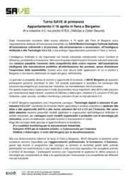 Torna SAVE di primavera: appuntamento il 16 aprile in fiera a Bergamo tra AI e Industria 4.0, ATEX, Oil&Gas e Cyber Security
