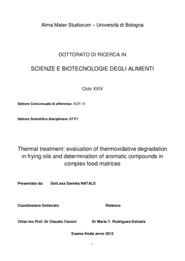 Trattamenti termici: valutazione delle degradazioni termossidative di oli da frittura