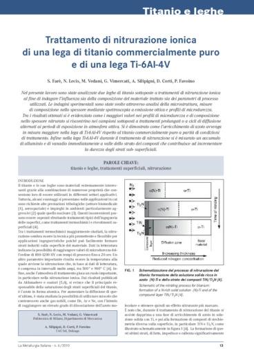 Trattamento di nitrurazione ionica di una lega di titanio commercialmente