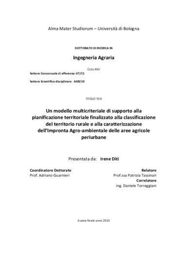 Un modello multicriteriale di supporto alla pianificazione territoriale 