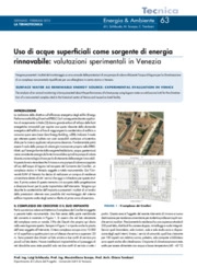 Uso di acque superficiali come sorgente di energia rinnovabile: valutazioni sperimentali in Venezia