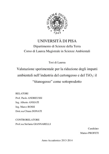 Valutazione sperimentale per la riduzione degli impatti ambientali nelle industrie