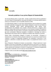 Versalis pubblica il suo primo Report di Sostenibilit