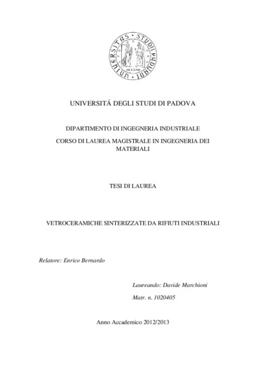 Vetroceramiche sinterizzate da rifiuti industriali